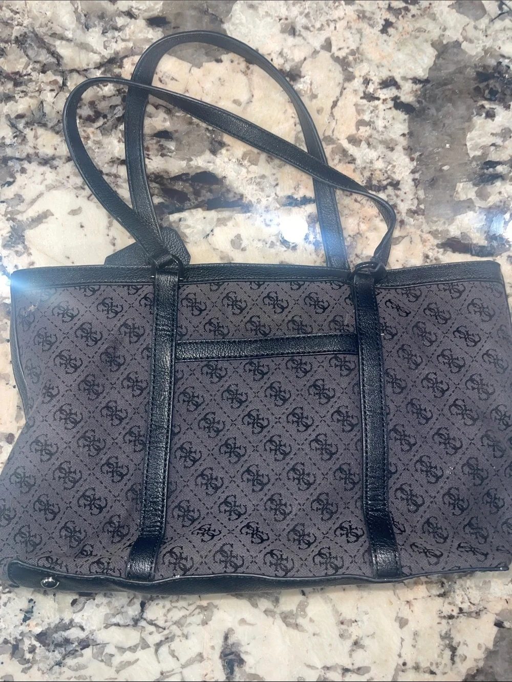 Guess by Marciano Brown and Black Monogram Stripe Tote